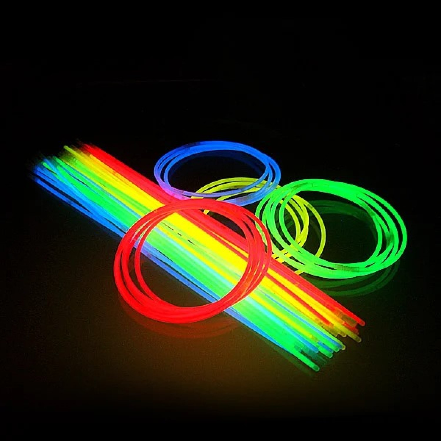 Luminiscējošie kociņi  Glow sticks NECK (6x580mm, 4 krāsas, 50 gab.)